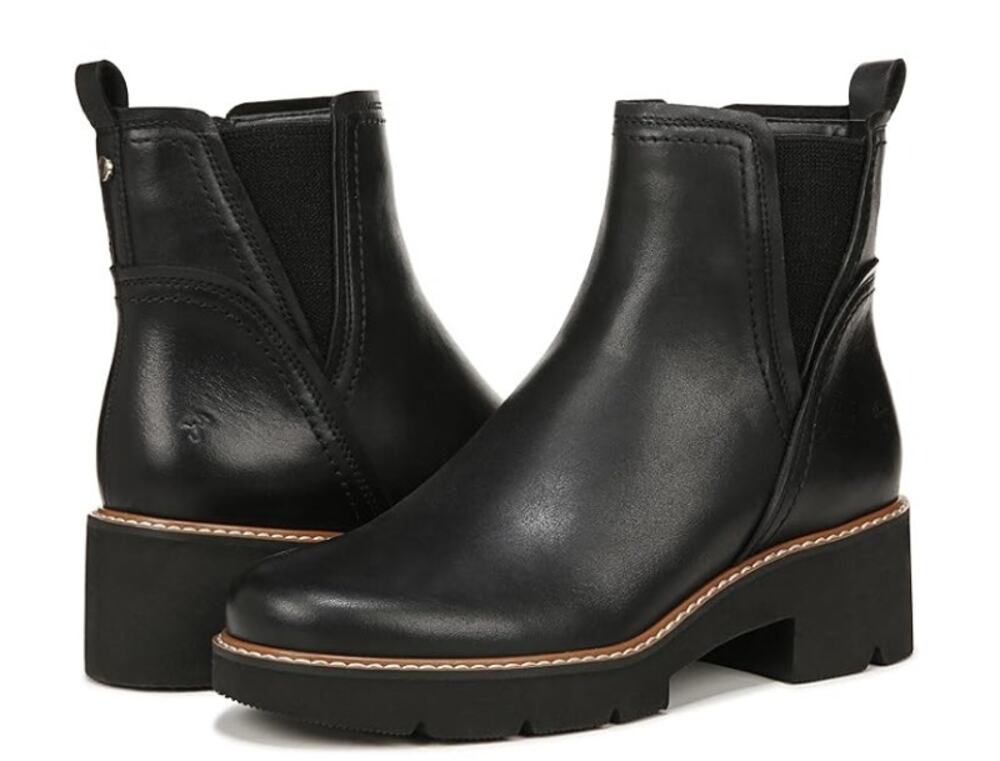 Naturalizer Women Darry Ankle Boots 6.5 Narrow Black Leather Water Repellent NIB